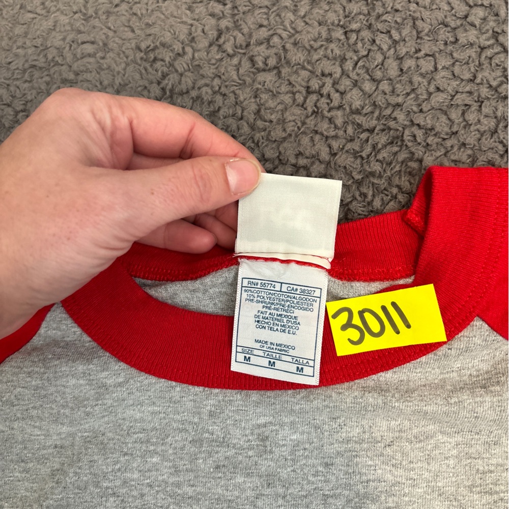 Vintage lee shirt mens medium gray red cardinals logo 90s raglan - Picture 8 of 11